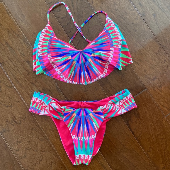 Mara Hoffman pink supernova printed swim bikini. Worn once! - Picture 4 of 5